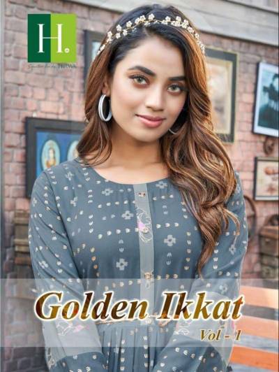 Golden Ikkat Vol 1 By Hirwa Fancy Rayon Printed Kurti Collection